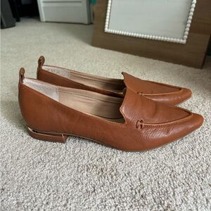LIKE NEW FRANCO SARTO SUSIE LOAFER COGNAC BROWN LEATHER WITH GOLD ACCENT HEEL